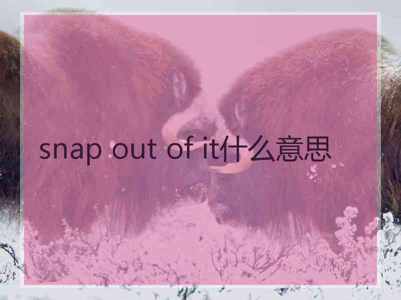 snap out of it什么意思