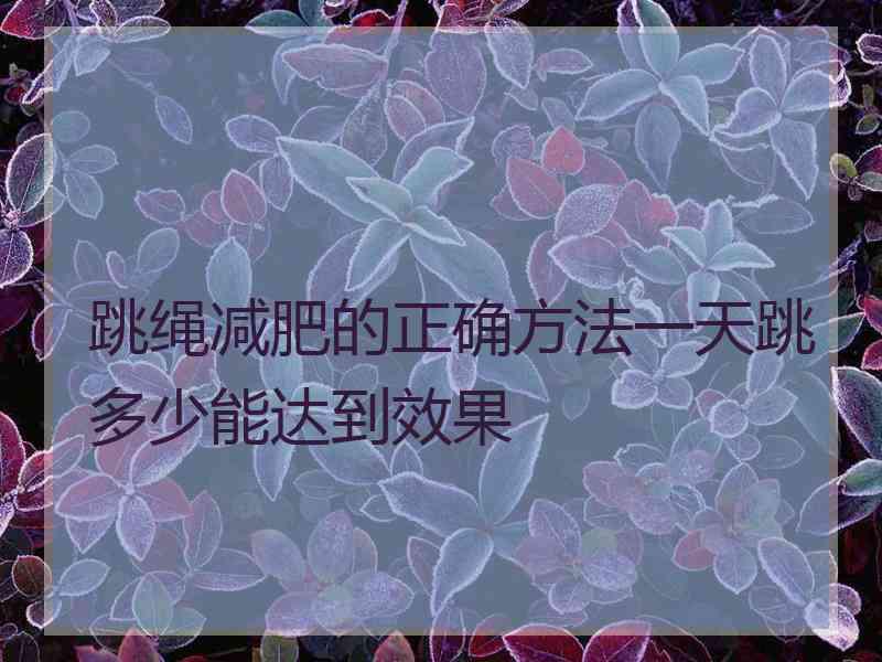 跳绳减肥的正确方法一天跳多少能达到效果