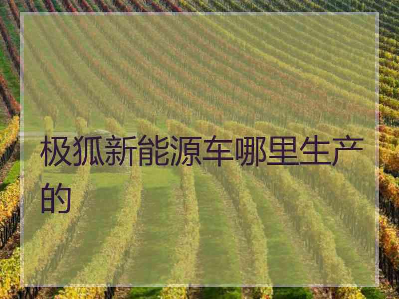 极狐新能源车哪里生产的