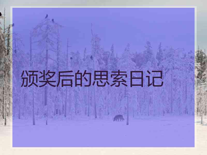 颁奖后的思索日记