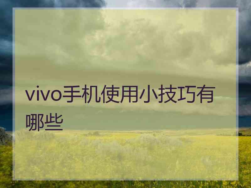 vivo手机使用小技巧有哪些