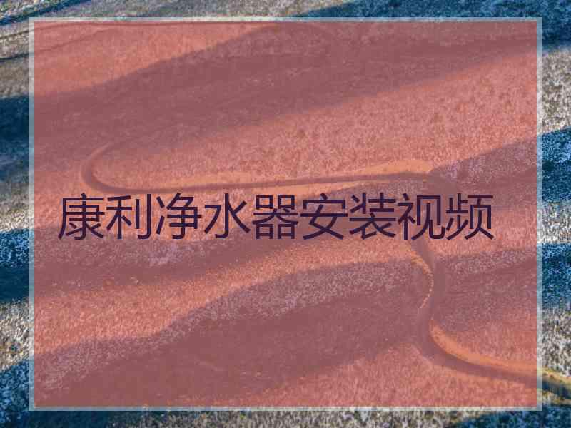 康利净水器安装视频