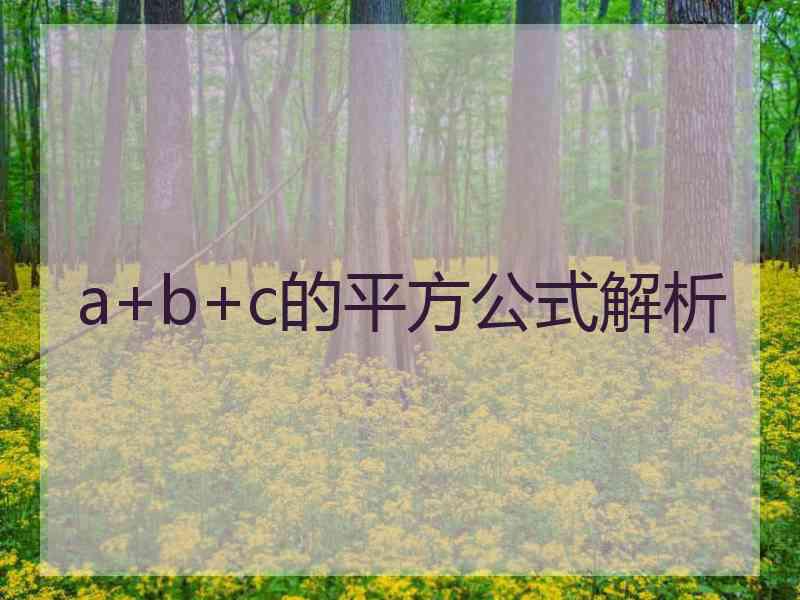 a+b+c的平方公式解析