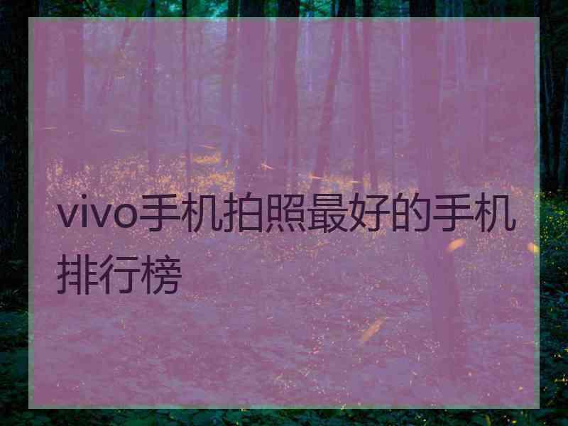 vivo手机拍照最好的手机排行榜