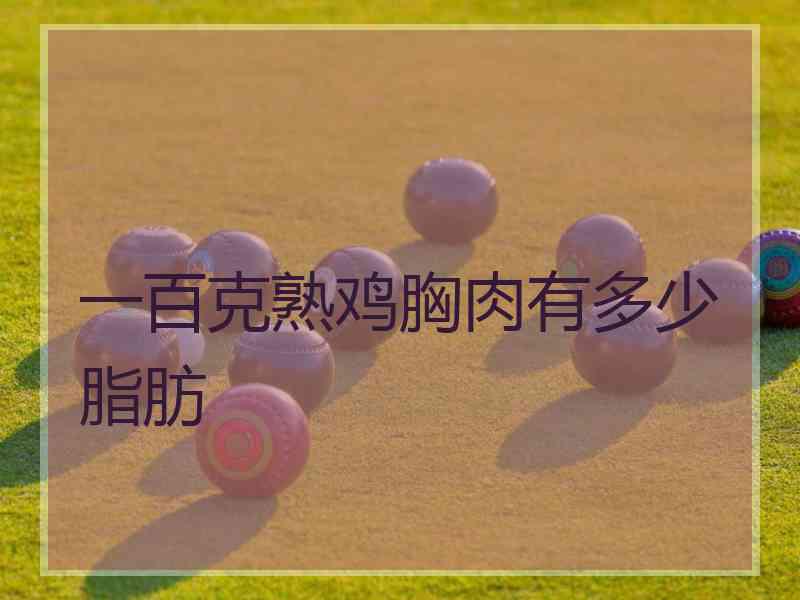 一百克熟鸡胸肉有多少脂肪