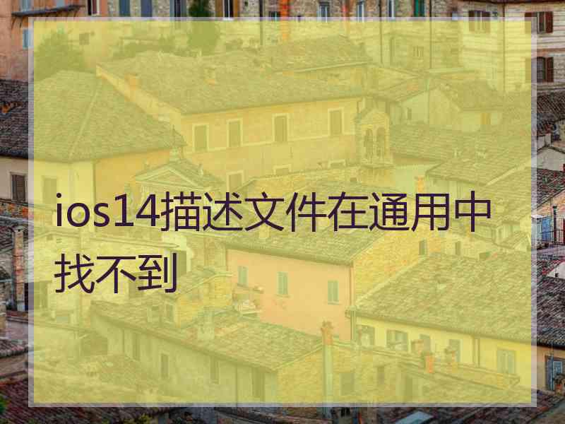 ios14描述文件在通用中找不到