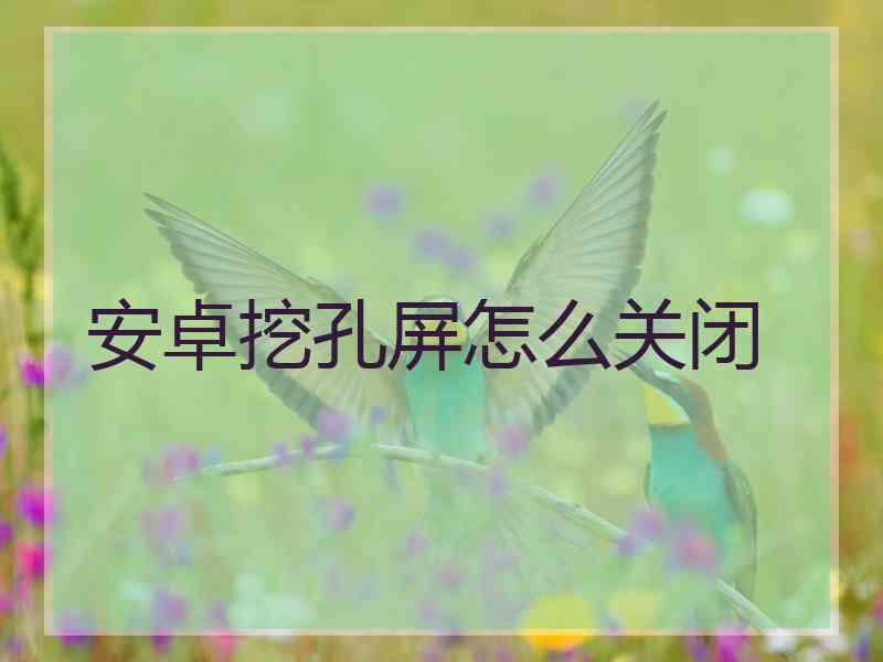 安卓挖孔屏怎么关闭