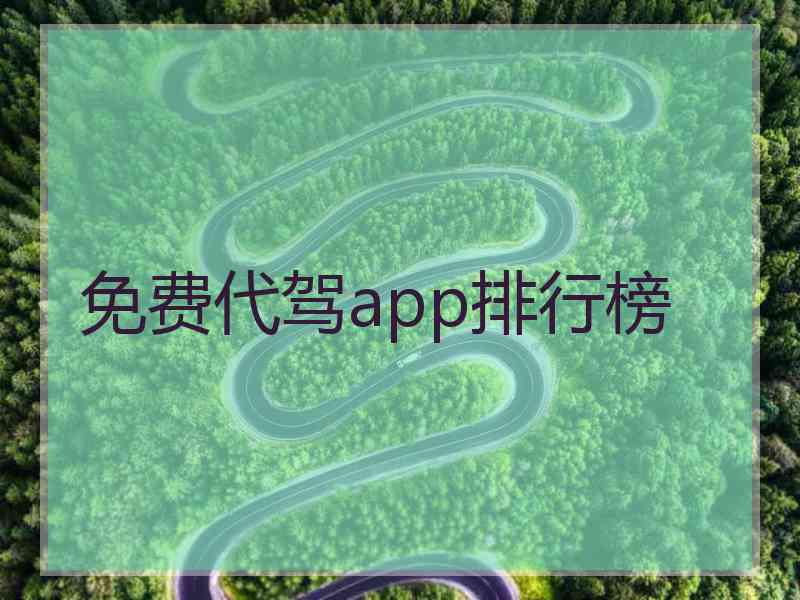 免费代驾app排行榜