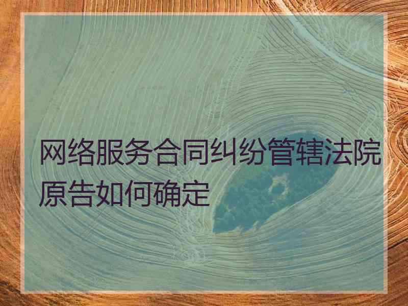 网络服务合同纠纷管辖法院原告如何确定