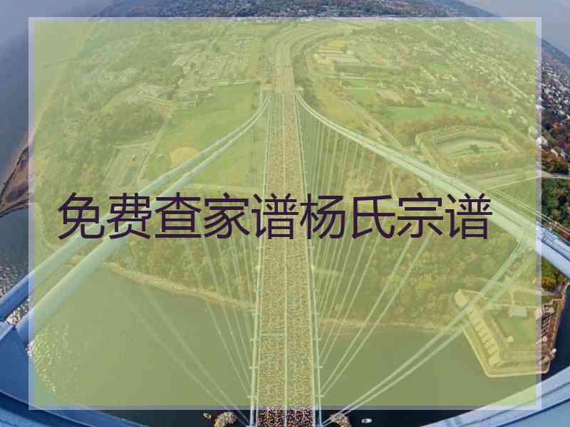 免费查家谱杨氏宗谱