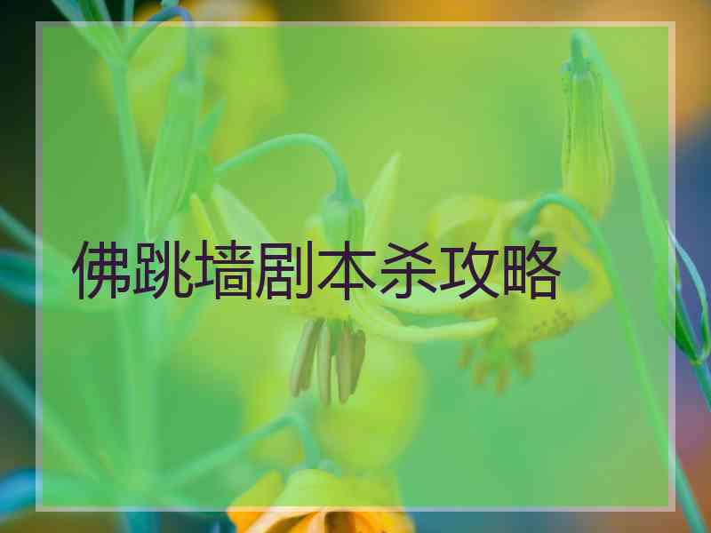 佛跳墙剧本杀攻略