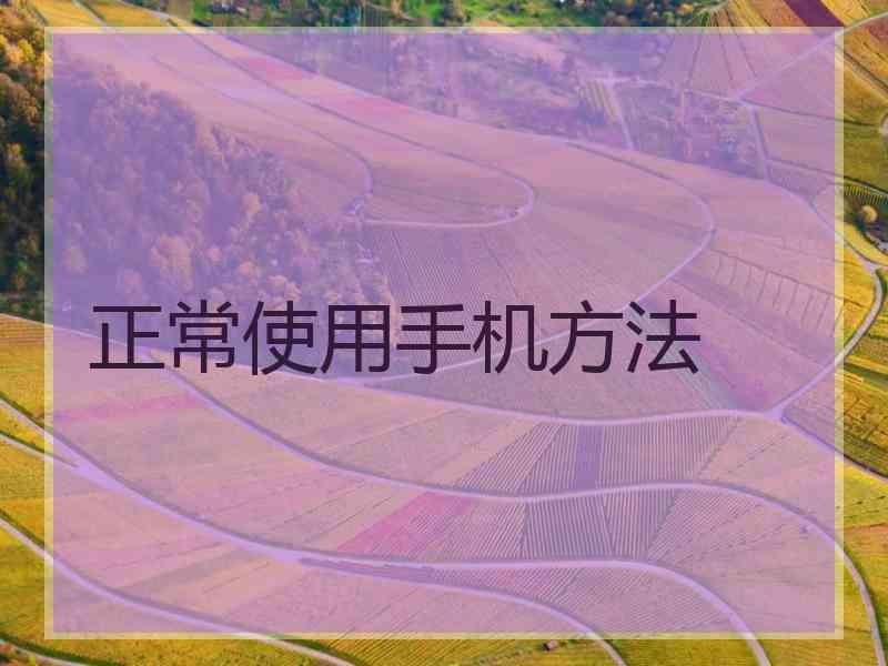 正常使用手机方法