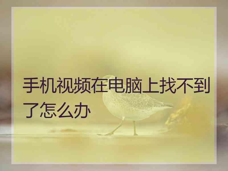 手机视频在电脑上找不到了怎么办