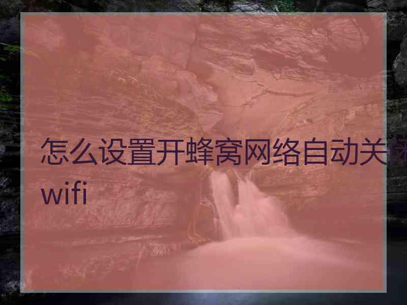 怎么设置开蜂窝网络自动关闭wifi
