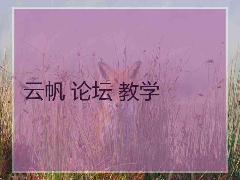 云帆 论坛 教学
