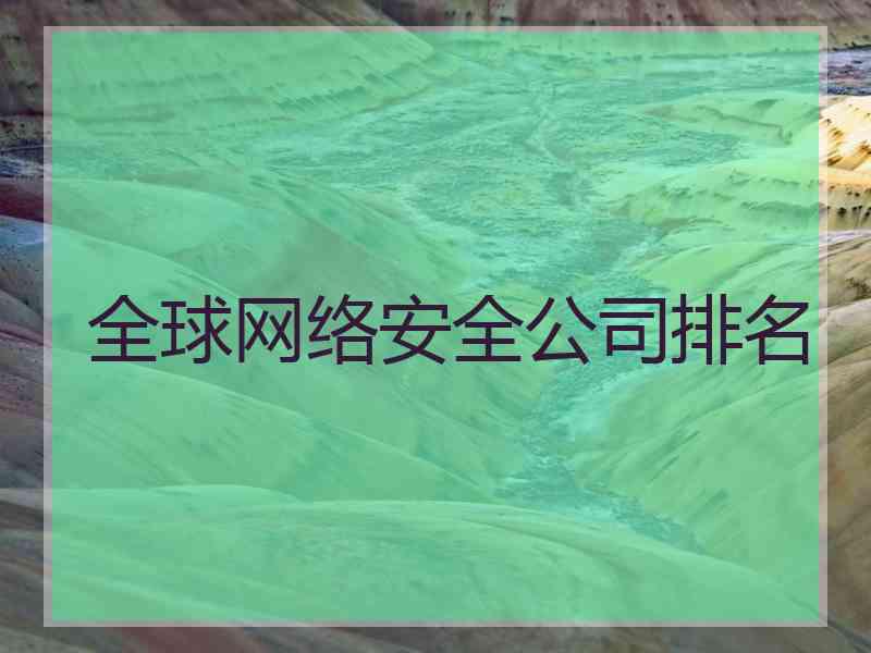 全球网络安全公司排名