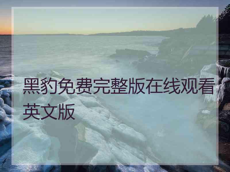 黑豹免费完整版在线观看英文版