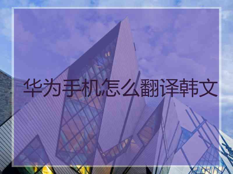 华为手机怎么翻译韩文