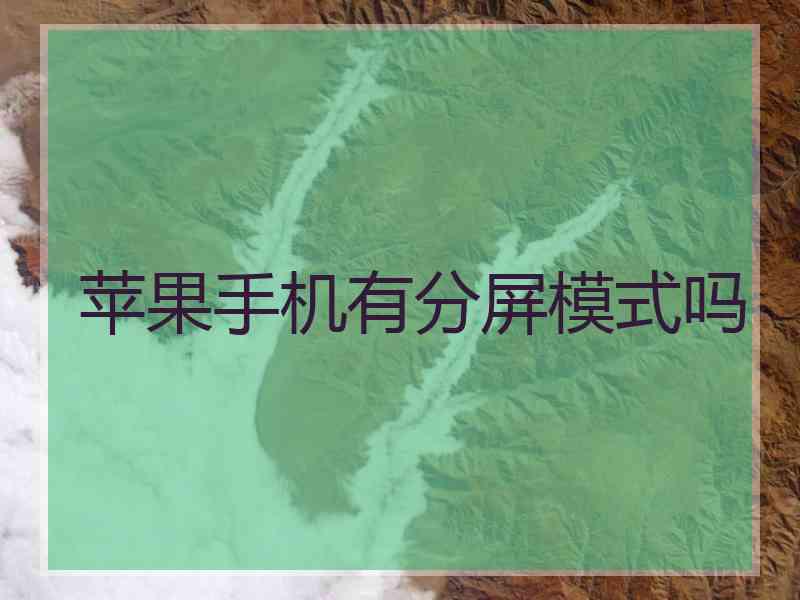 苹果手机有分屏模式吗