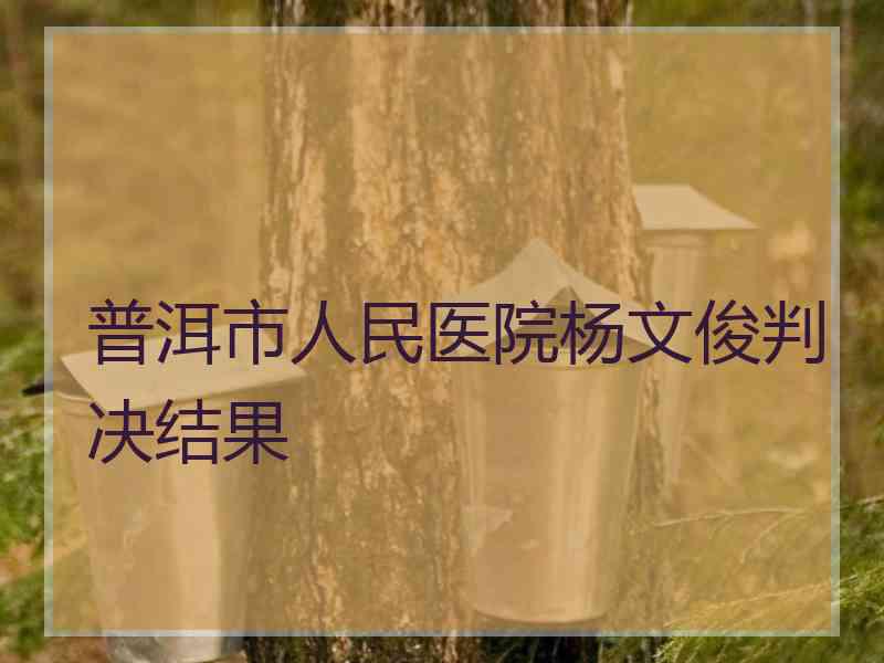 普洱市人民医院杨文俊判决结果