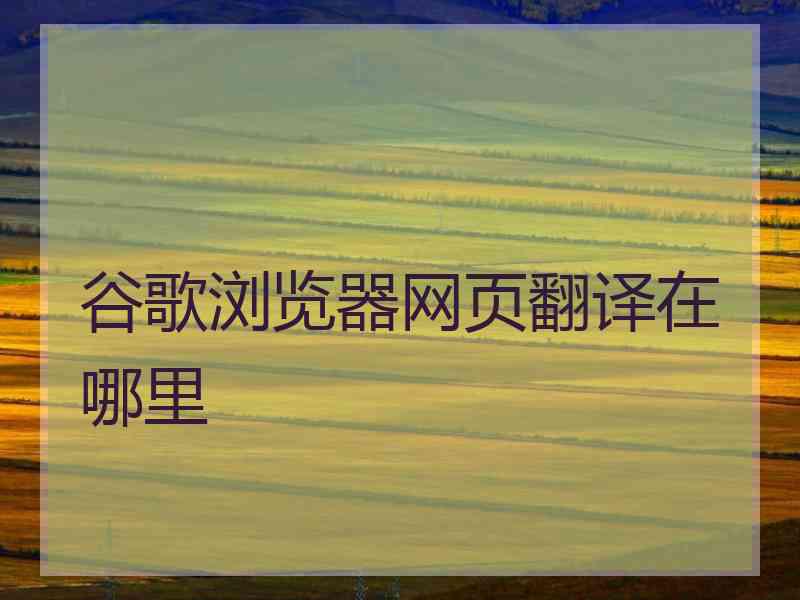 谷歌浏览器网页翻译在哪里