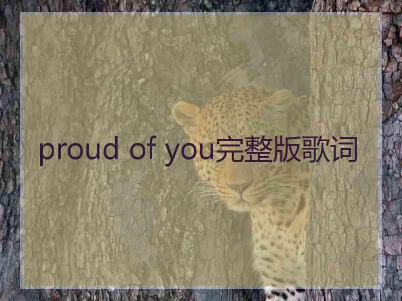 proud of you完整版歌词
