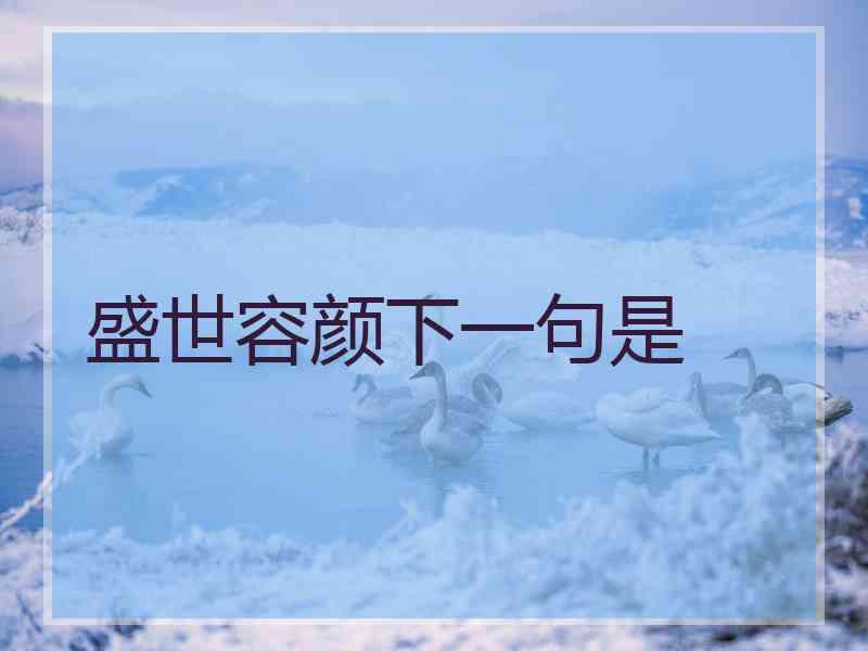 盛世容颜下一句是