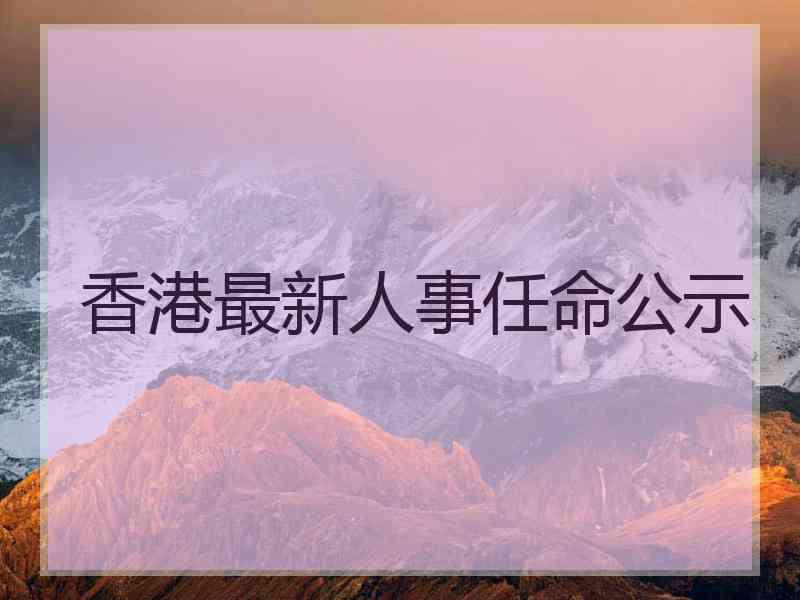 香港最新人事任命公示