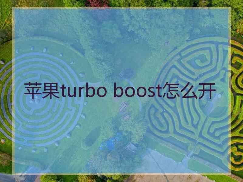 苹果turbo boost怎么开