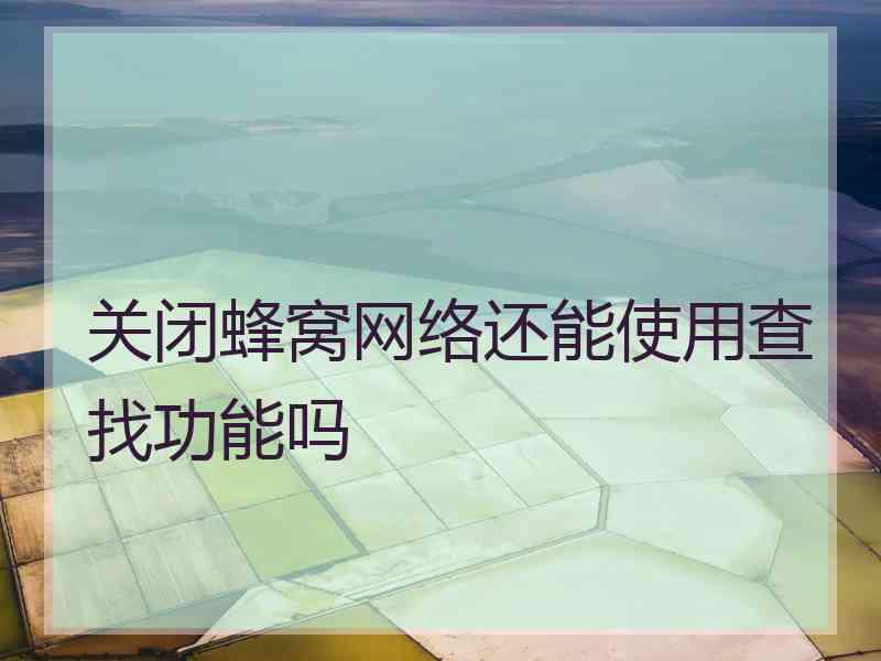 关闭蜂窝网络还能使用查找功能吗