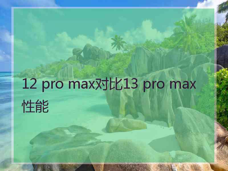 12 pro max对比13 pro max性能