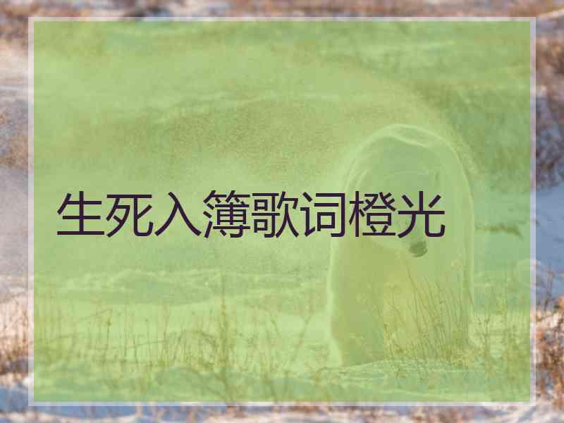 生死入簿歌词橙光