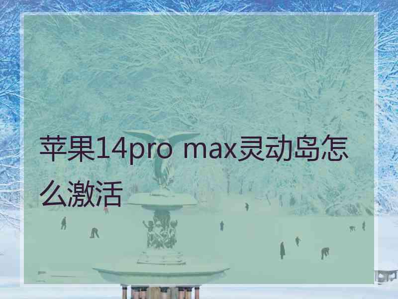 苹果14pro max灵动岛怎么激活