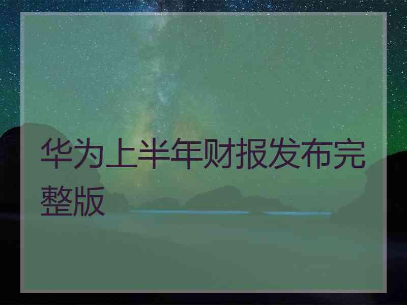 华为上半年财报发布完整版