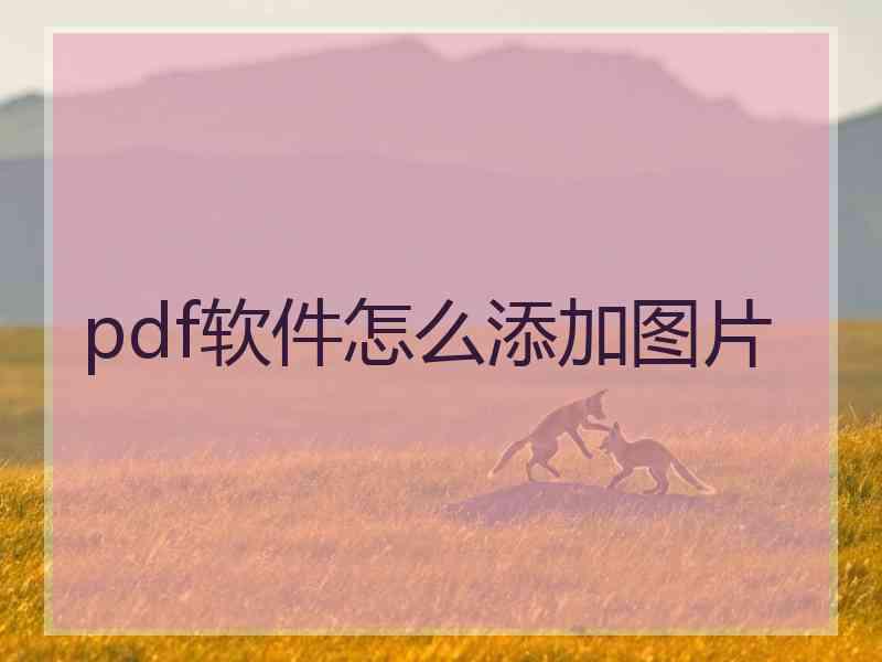 pdf软件怎么添加图片
