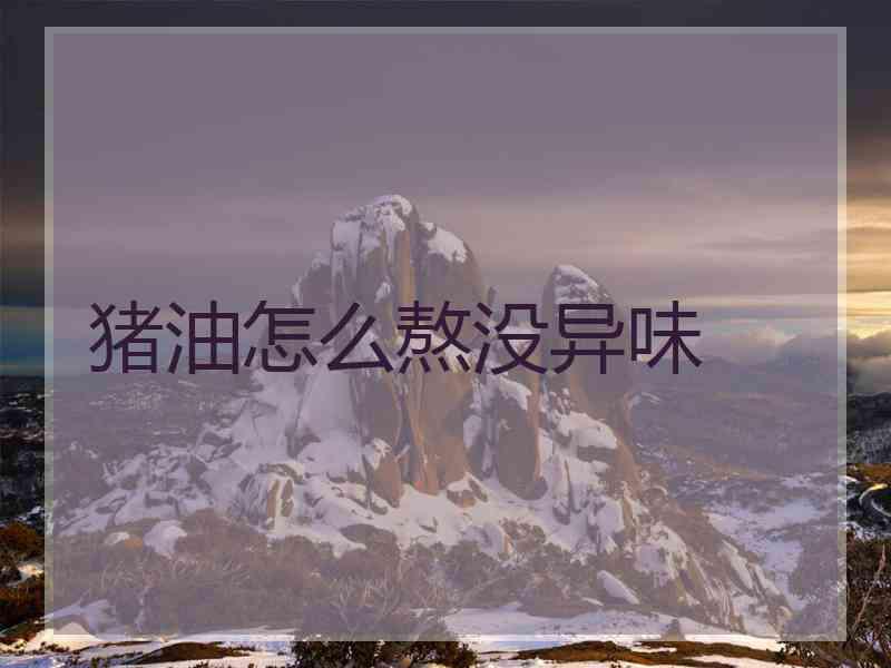 猪油怎么熬没异味