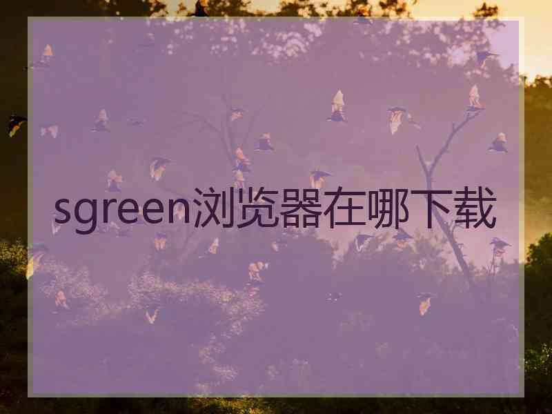 sgreen浏览器在哪下载