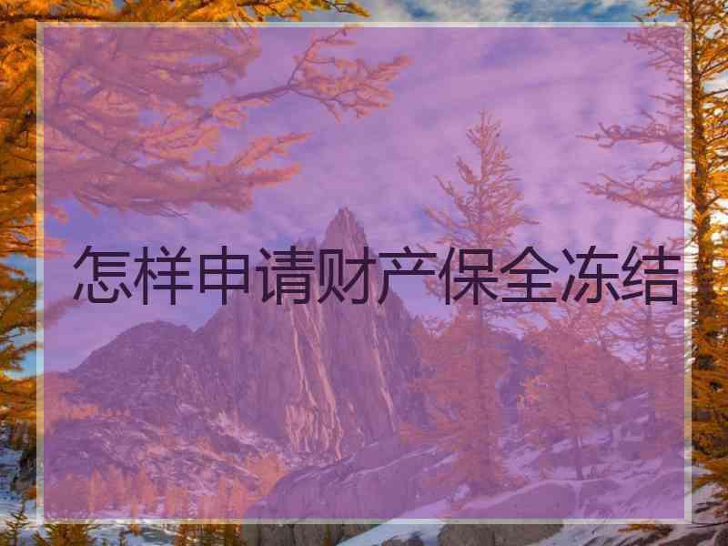 怎样申请财产保全冻结