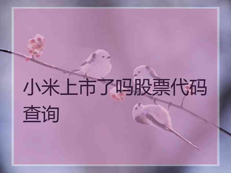 小米上市了吗股票代码查询