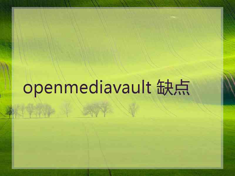 openmediavault 缺点