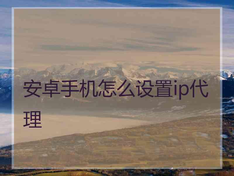 安卓手机怎么设置ip代理