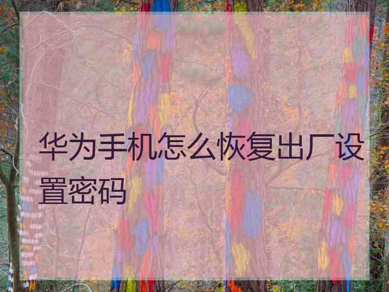 华为手机怎么恢复出厂设置密码
