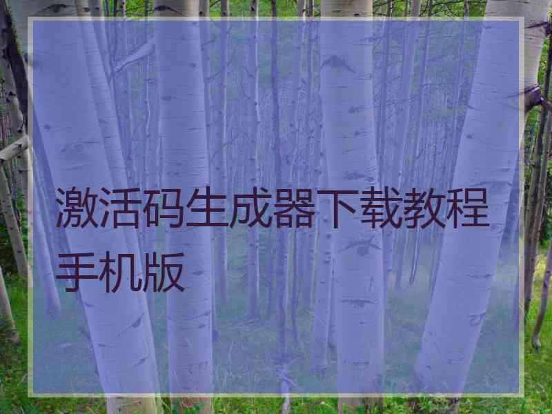 激活码生成器下载教程手机版