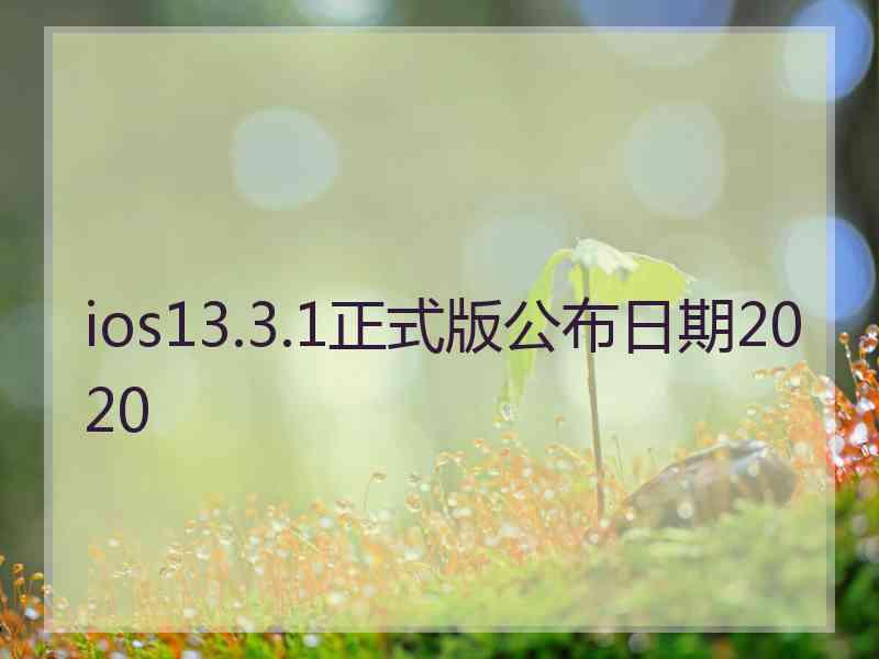ios13.3.1正式版公布日期2020