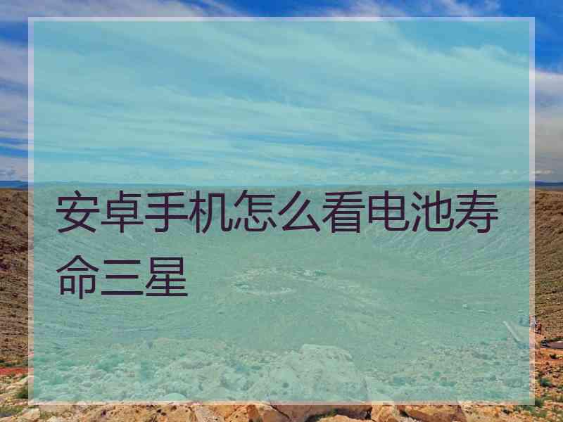 安卓手机怎么看电池寿命三星