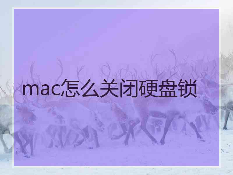 mac怎么关闭硬盘锁