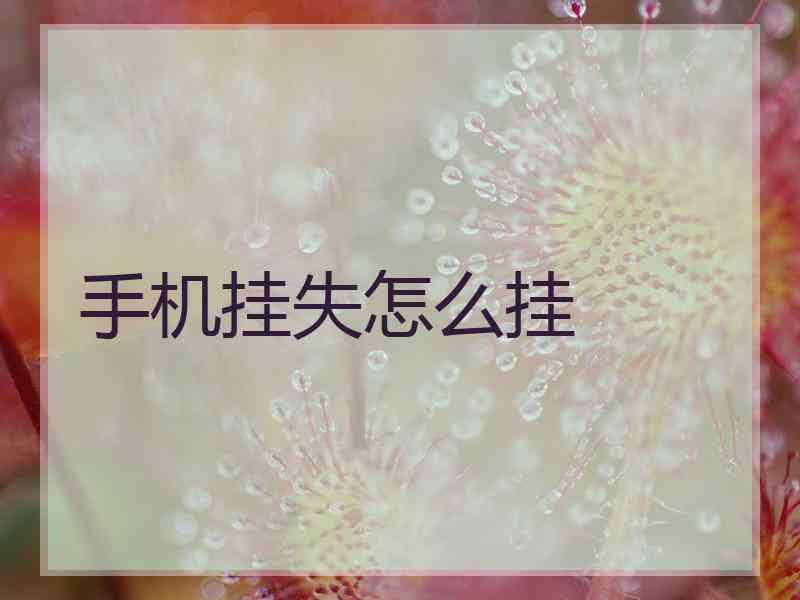 手机挂失怎么挂