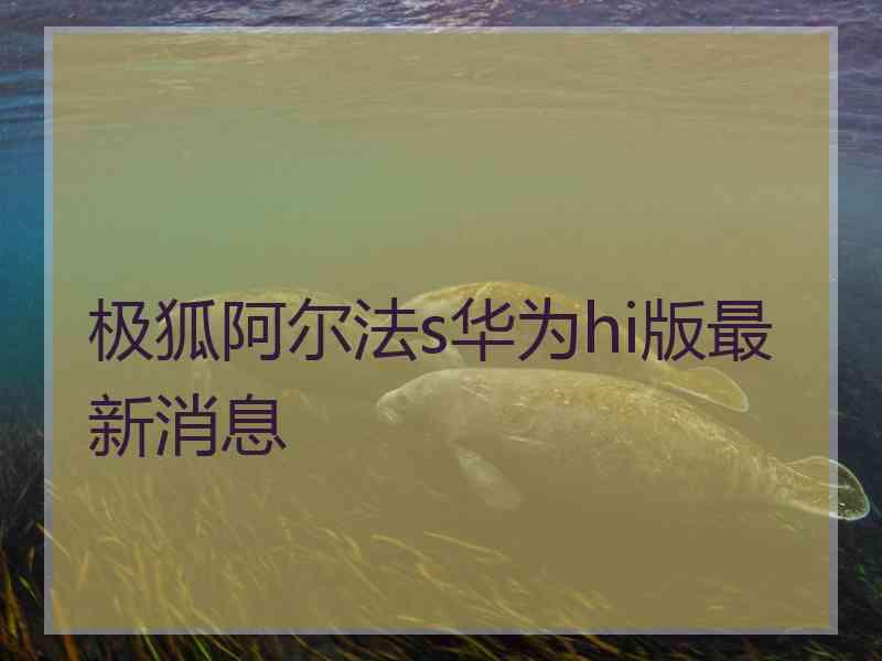 极狐阿尔法s华为hi版最新消息