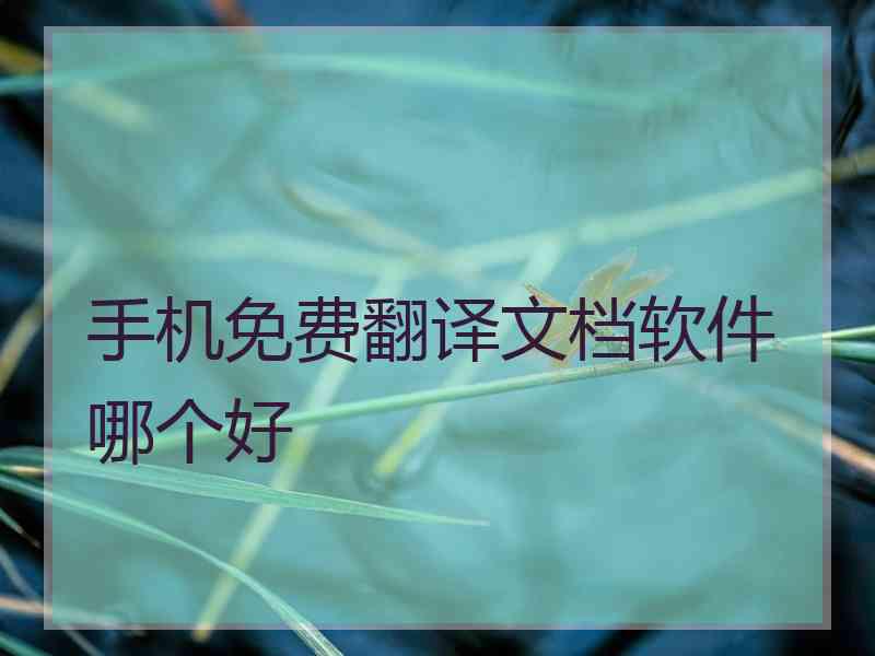手机免费翻译文档软件哪个好