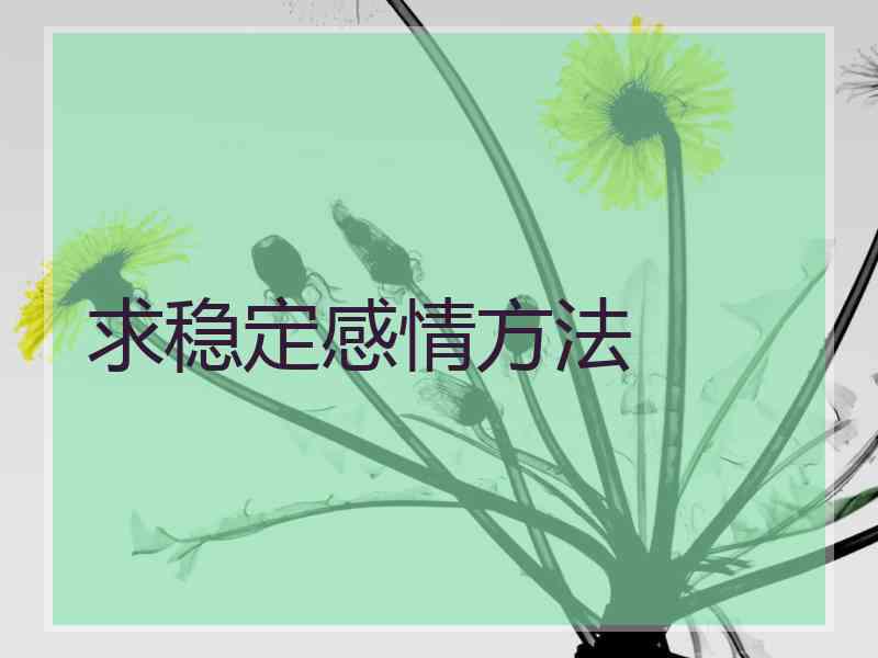 求稳定感情方法